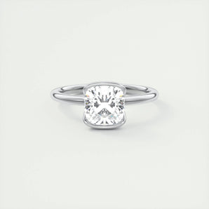 2.15 CT Cushion Half Bezel Solitaire Moissanite Engagement Ring 1