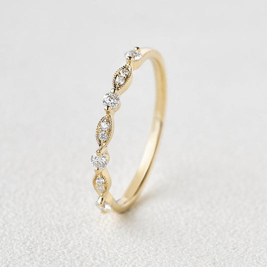 0.12 CT Round Cut Milgrain Moissanite Wedding Band 2