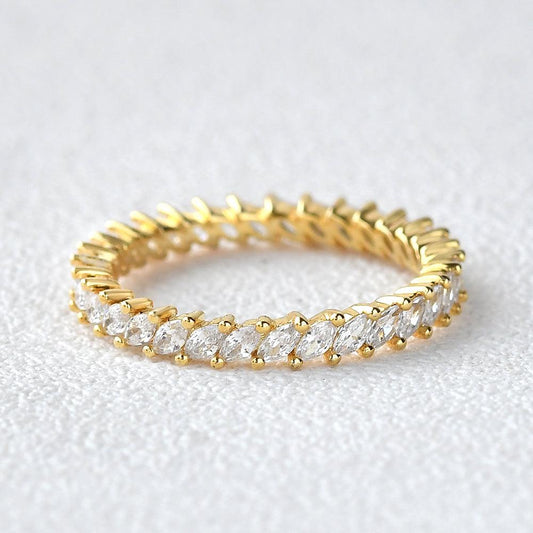 0.96 CT Marquise Cut Full Eternity Moissanite Wedding Band 4