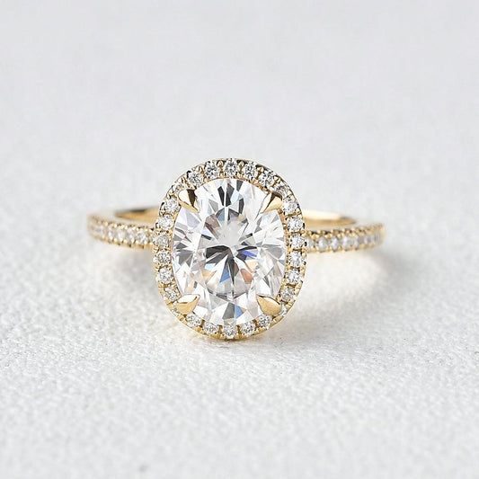 1.91 CT Oval Cut Halo Pave Moissanite Engagement Ring 5