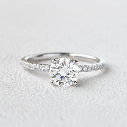 1.0 CT Round Cut Solitaire Pave Moissanite Engagement Ring 1