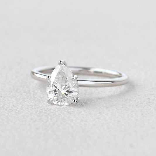 1.25 CT Pear Cut Solitaire Moissanite Engagement Ring 2