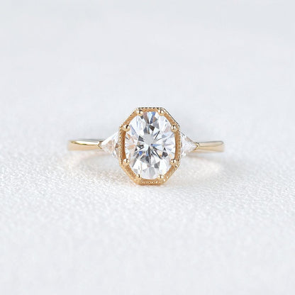 1.33 CT Oval Cut Three Stone Moissanite Engagement Ring 1