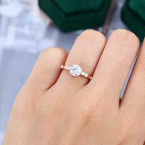 0.88 CT Round Shaped Moissanite Pave Setting Engagement Ring 2