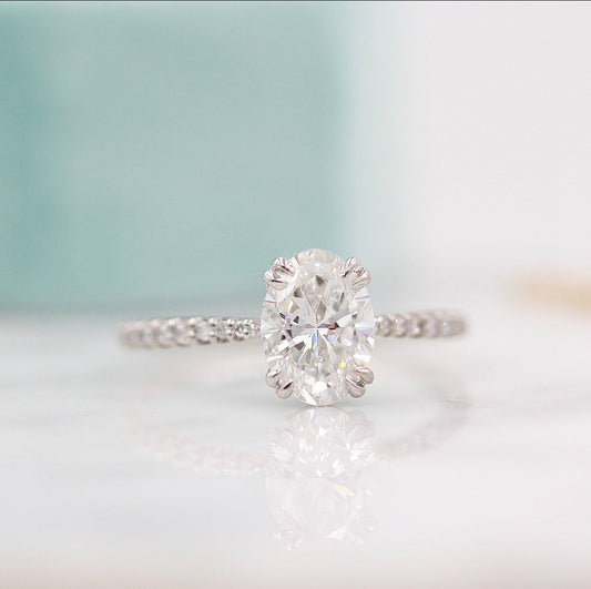 1.91 CT Oval Solitaire Moissanite Engagement Ring With Pave Setting 1