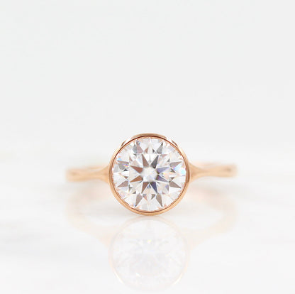 1.80 CT Round Cut Bezel Solitaire Moissanite Engagement Ring 6