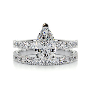 1.50 CT Pear Solitaire CVD F/VS Diamond Bridal Ring Set 1