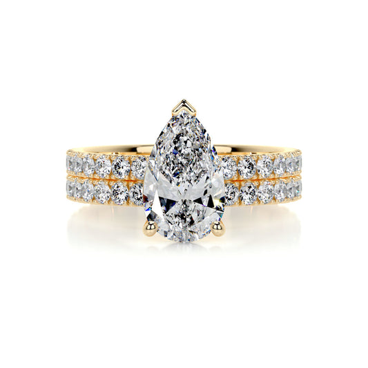 2.0 CT Pear Solitaire CVD F/VS Diamond Bridal Set 7