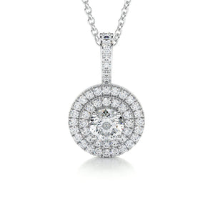 0.50 CT Round Double Halo CVD F/VS Diamond Necklace 1