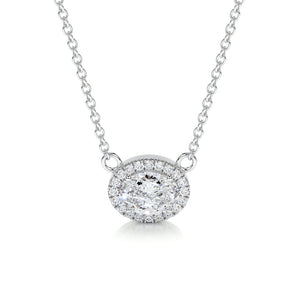 1.0 CT Oval Halo CVD F/VS Diamond Necklace 1