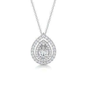 1.0 CT Pear Double Halo CVD F/VS Diamond Necklace 1