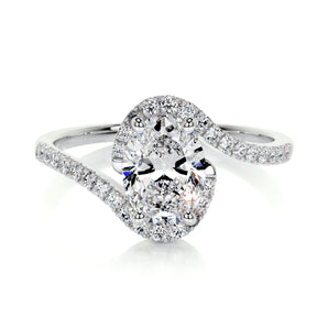 1.0 CT Oval Bypass Setting CVD E/VS1 Diamond Engagement Ring 1