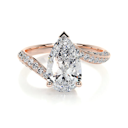 2.0 CT Pear Bypass CVD E/VS2 Diamond Engagement Ring 11