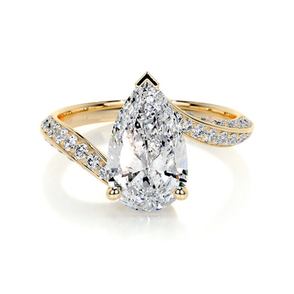 2.0 CT Pear Bypass CVD E/VS2 Diamond Engagement Ring 6