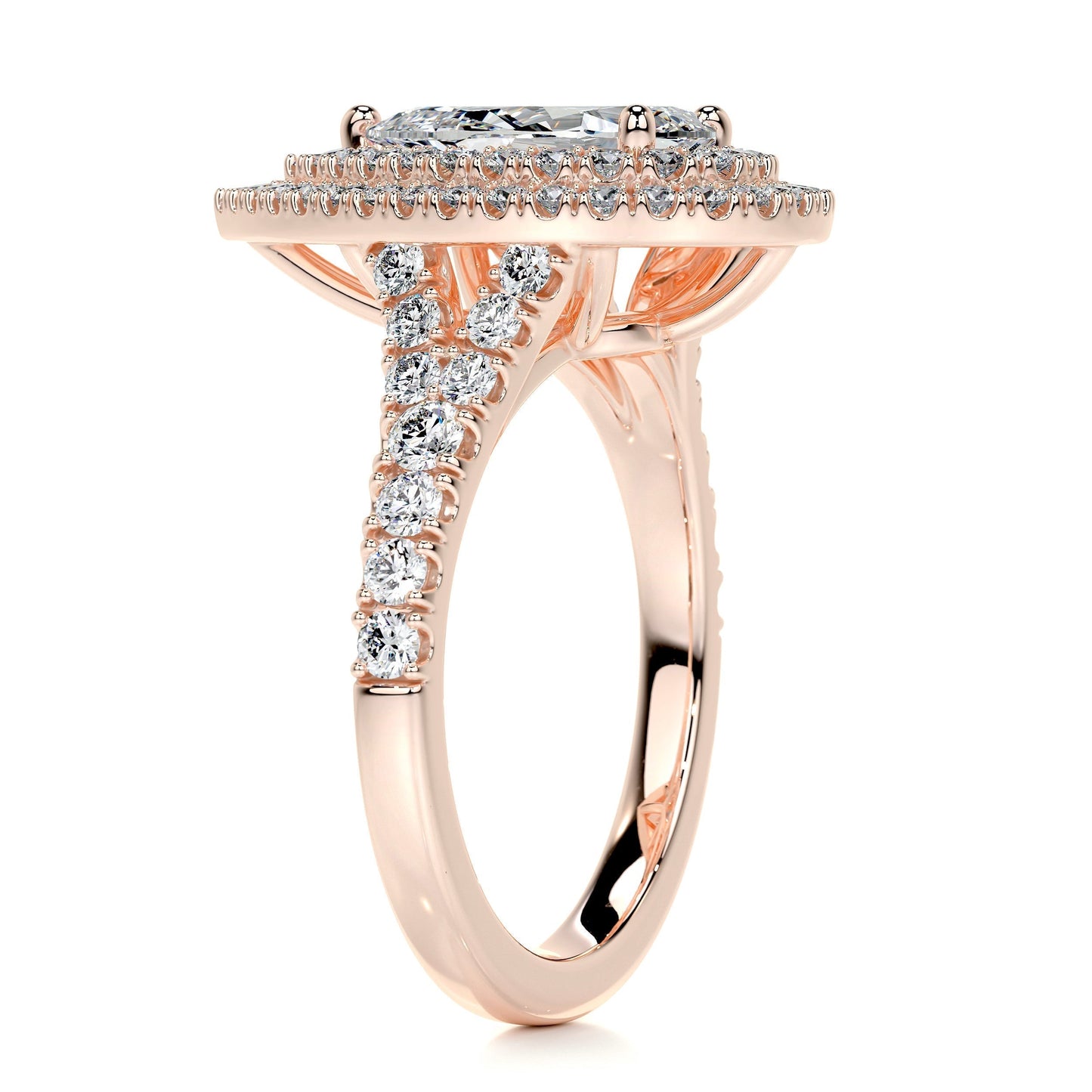 1.0 CT Pear Double Halo CVD F/VS2 Diamond Engagement Ring 15