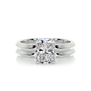 2.0 CT Radiant Solitaire CVD F/VS Diamond Bridal Set 1