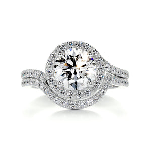 1.50 CT Round Halo CVD F/VS Diamond Bridal Ring Set 1