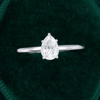 1.0 CT Pear Shaped Moissanite Solitaire Engagement Ring 5