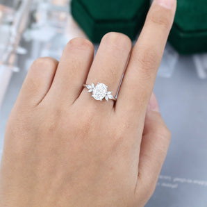 2.72 CT Oval Shaped Moissanite Cluster Engagement Ring 2