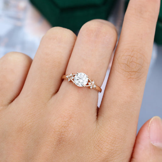 0.88 CT Round Shaped Moissanite Art Deco Engagement Ring 2