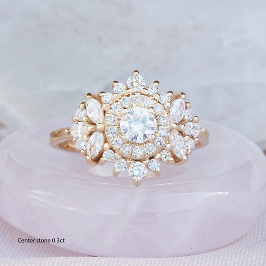 0.35 CT Round Double Halo CVD F/VS1 Diamond Engagement Ring 7