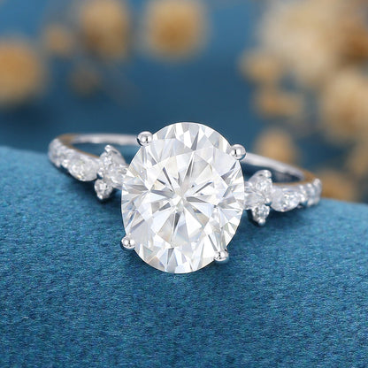 2.72 CT Oval Shaped Moissanite Solitaire Pave Engagement Ring 4