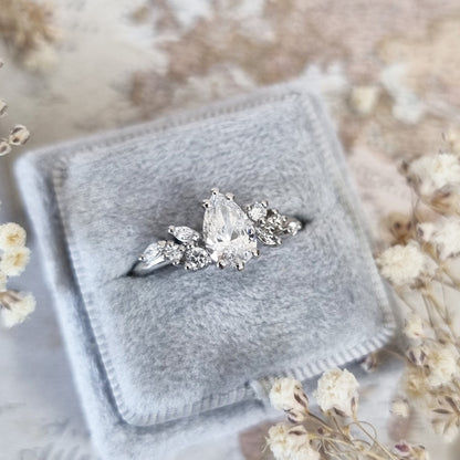 1.0 CT Pear Cluster CVD E/VS1 Diamond Engagement Ring 3