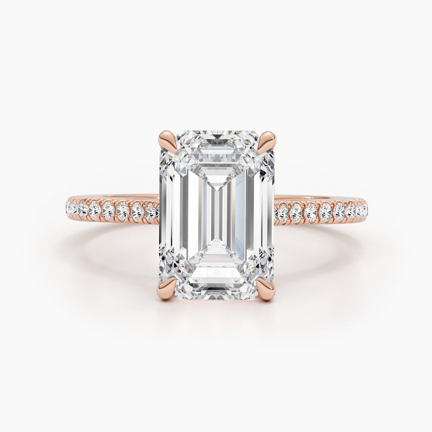 4.5 CT Emerald Hidden Halo CVD G/VS Diamond Engagement Ring 6