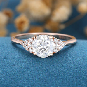 0.68 CT Round Shaped Moissanite Cluster Engagement Ring 1