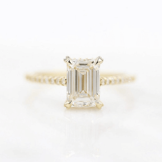 1.55 CT Emerald Hidden Halo Moissanite Engagement Ring 4