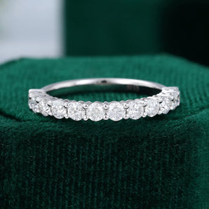 0.78 CT Round Moissanite Half Eternity Wedding Band 1