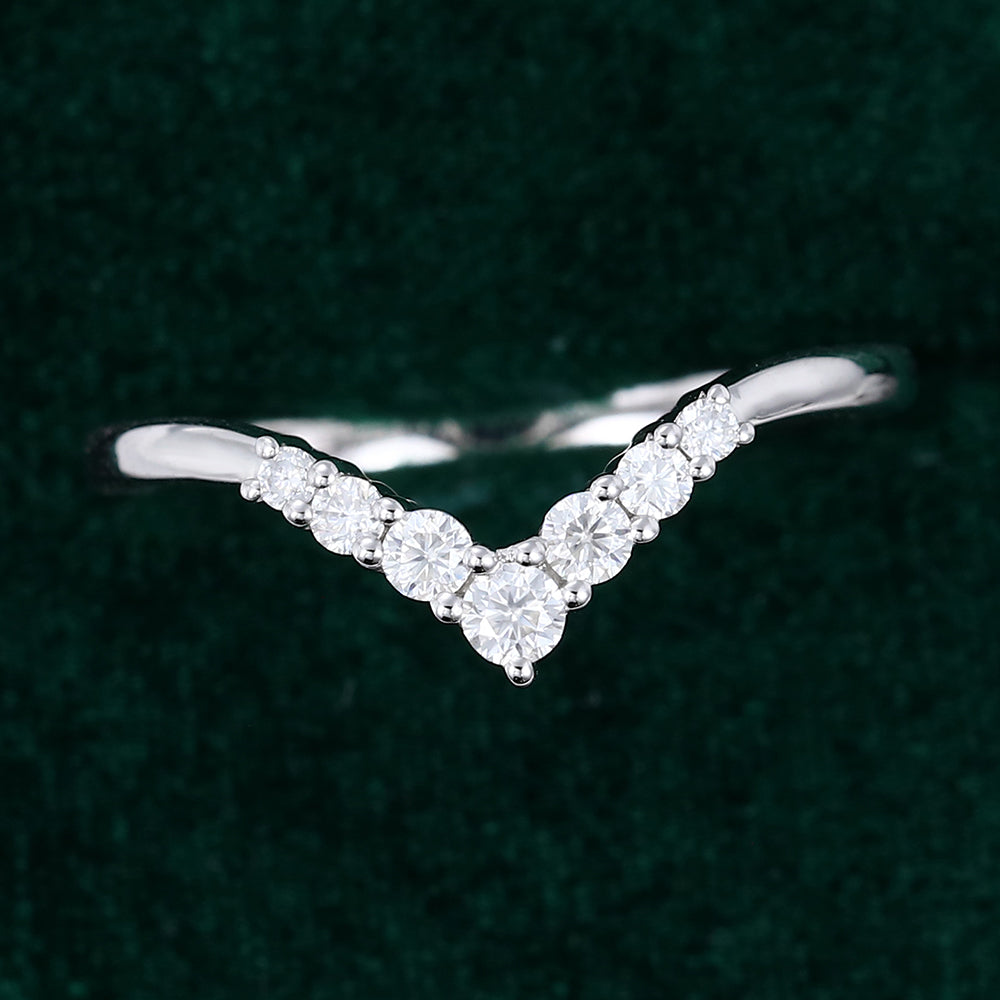 0.20 Round Moissanite Curved Wedding Band 10