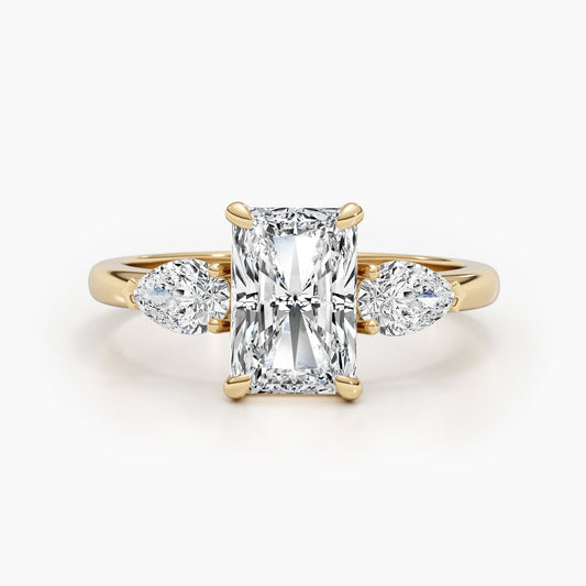 2.62 CT Radiant Three Stone CVD E/VS Diamond Engagement Ring 4