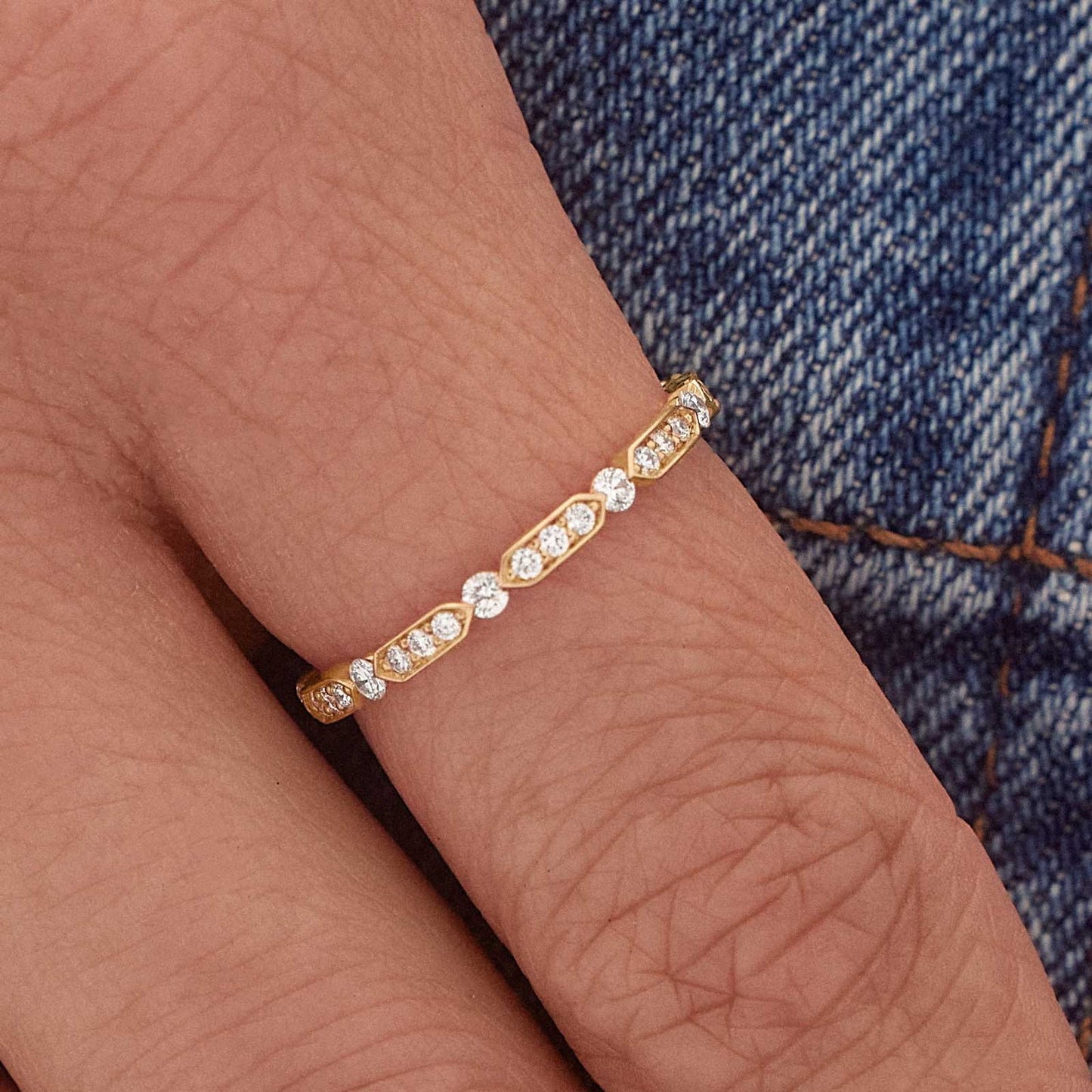 0.30 CT Round Shaped Moissanite Minimalist Wedding Band 3