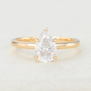 1.5 CT Pear Shaped Moissanite Solitaire Engagement Ring 1