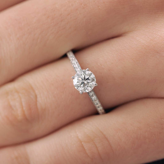 0.80 CT Round Shaped Moissanite Pave Setting Engagement Ring 3