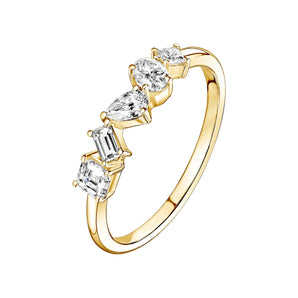 0.24 CT Asscher, Baguette, Oval, Princess & Pear Shaped Moissanite Multi Stones Wedding Band 1