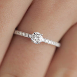 0.30 CT Round Shaped Moissanite Pave Setting Engagement Ring 2