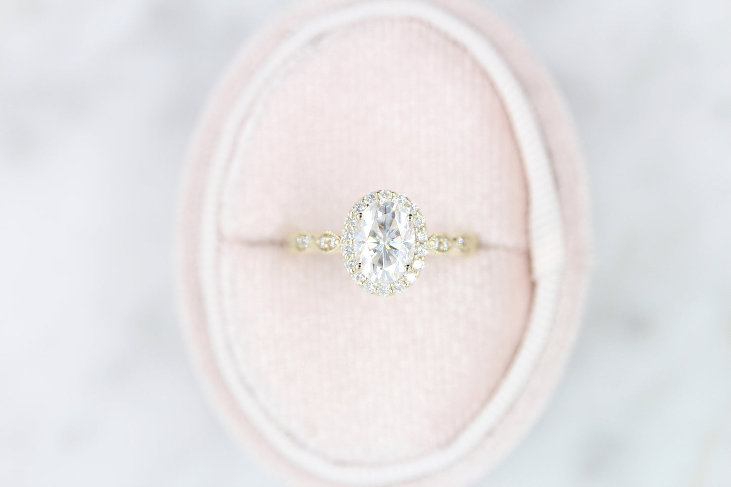 1.33 CT Oval Cut Halo Moissanite Engagement Ring 1