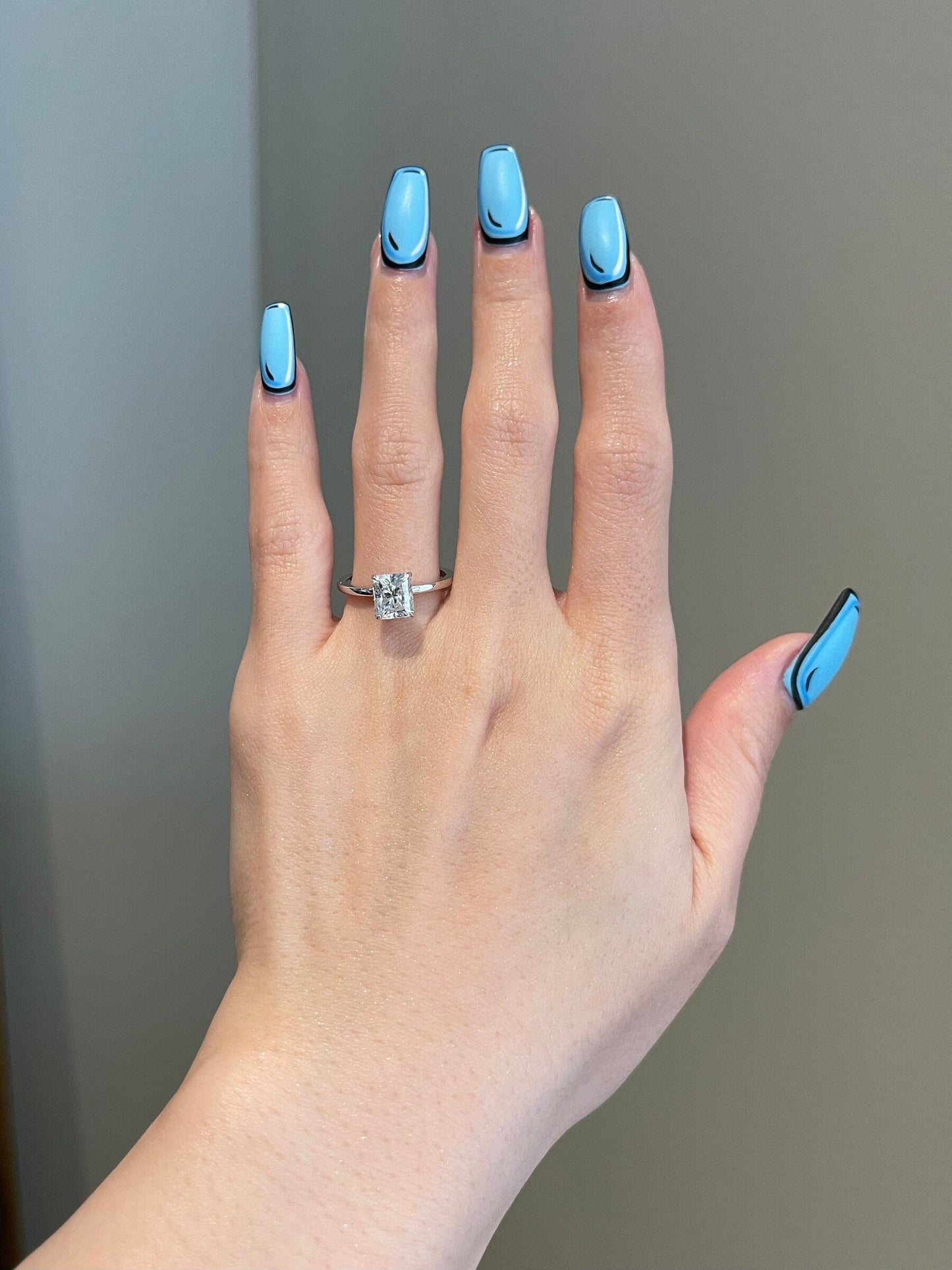 1.50 CT Radiant Shaped Moissanite Solitaire Engagement Ring 3