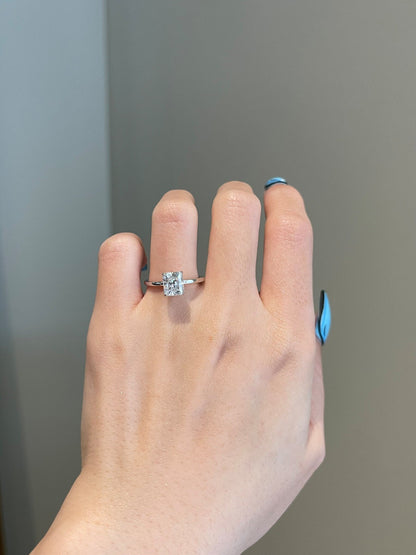 1.50 CT Radiant Shaped Moissanite Solitaire Engagement Ring 4