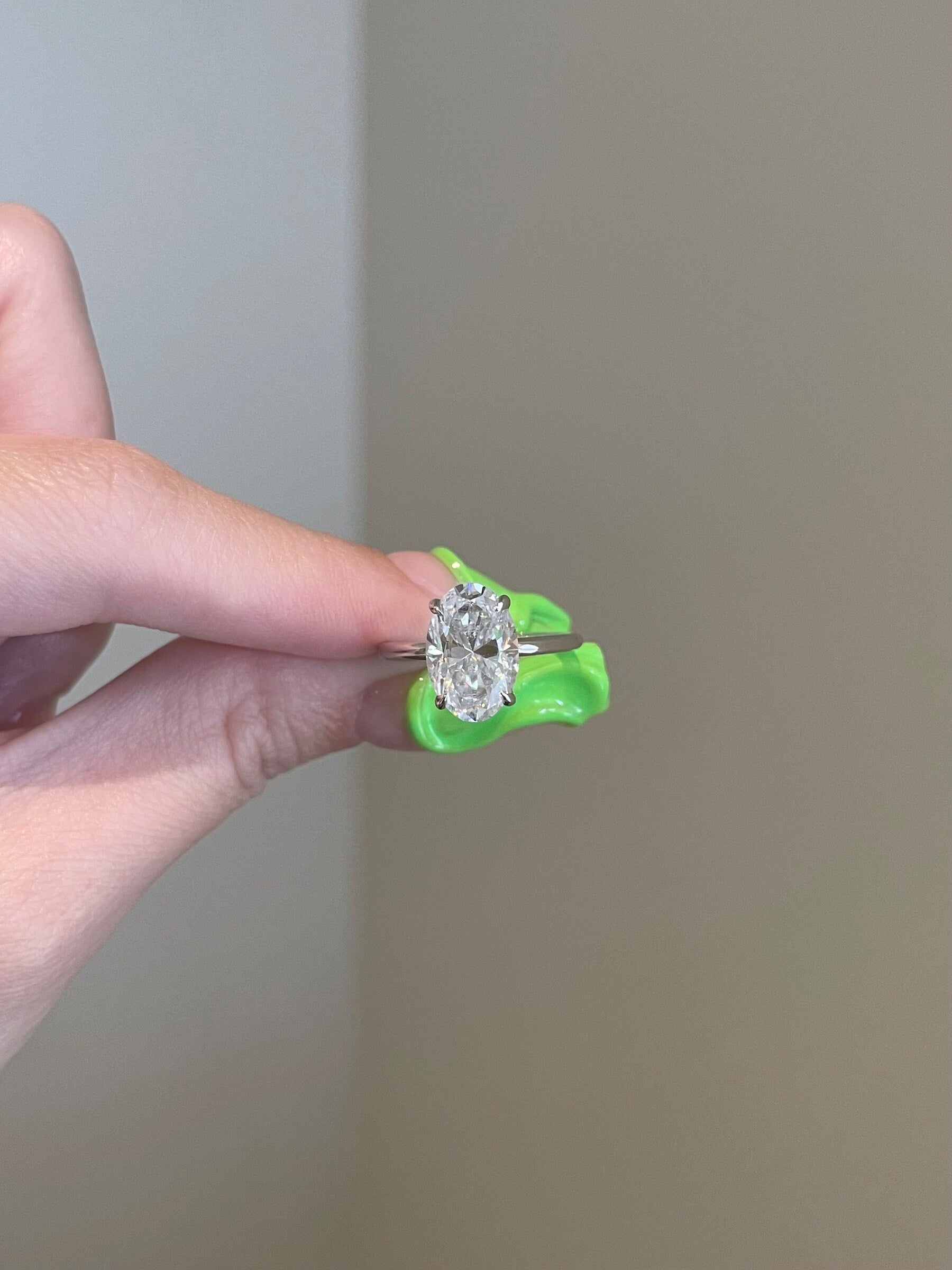 4.0 CT Oval Shaped Moissanite Solitaire Engagement Ring 1