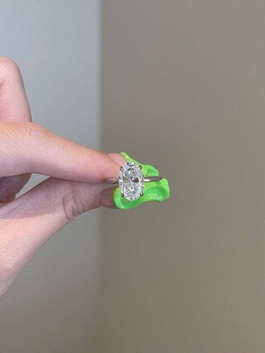 4.0 CT Oval Shaped Moissanite Solitaire Engagement Ring 1