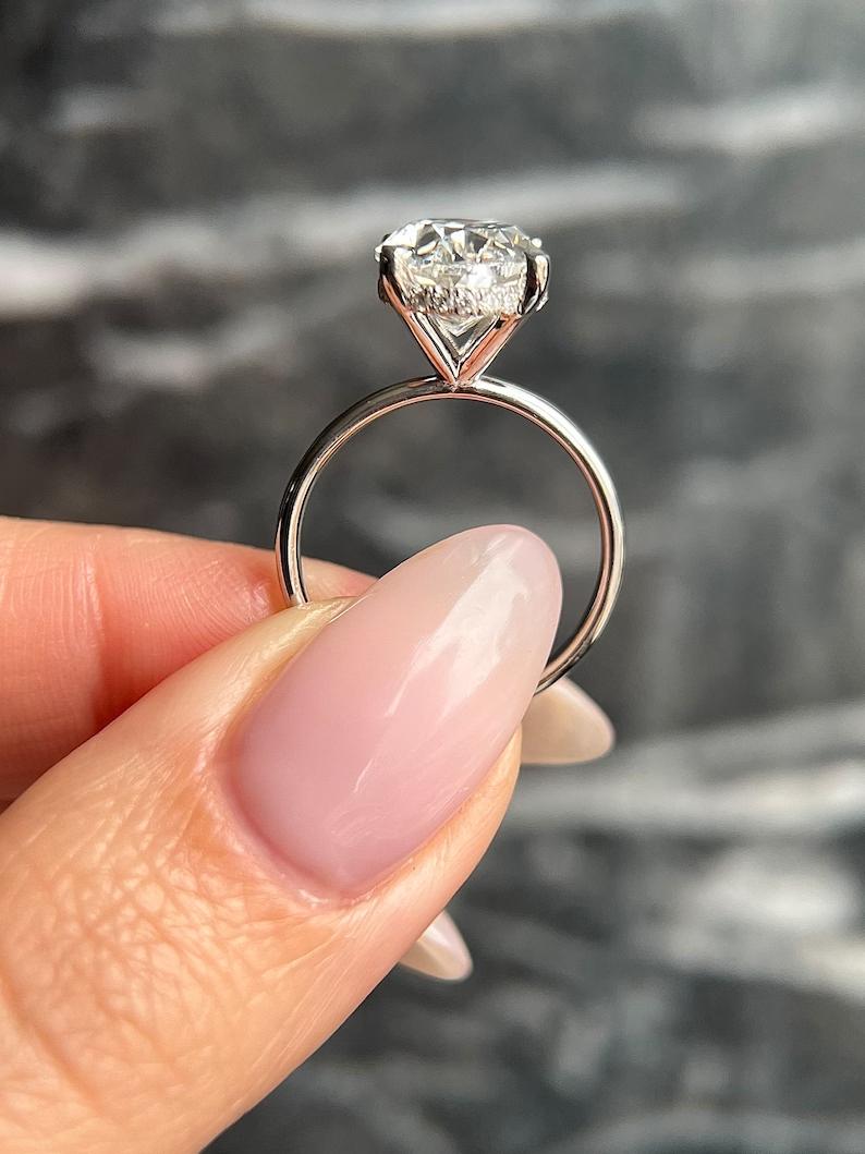 4.0 CT Oval Hidden Halo CVD F/VS2 Diamond Engagement Ring 3