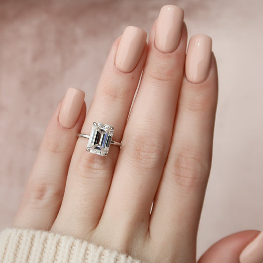 5.0 CT Emerald Cut Solitaire Style Moissanite Engagement Ring 5