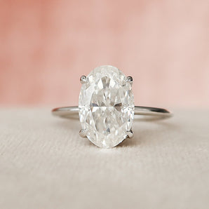 3.5 CT Oval Cut Solitaire Hidden Halo Moissanite Engagement Ring 5