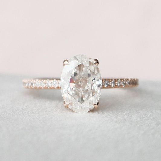 2.5 CT Oval Hidden Halo & Pave Setting Moissanite Engagement Ring 3