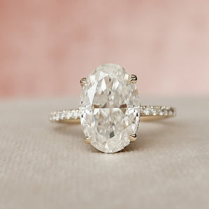 3.5 CT Oval Hidden Halo & Pave Moissanite Engagement Ring 4