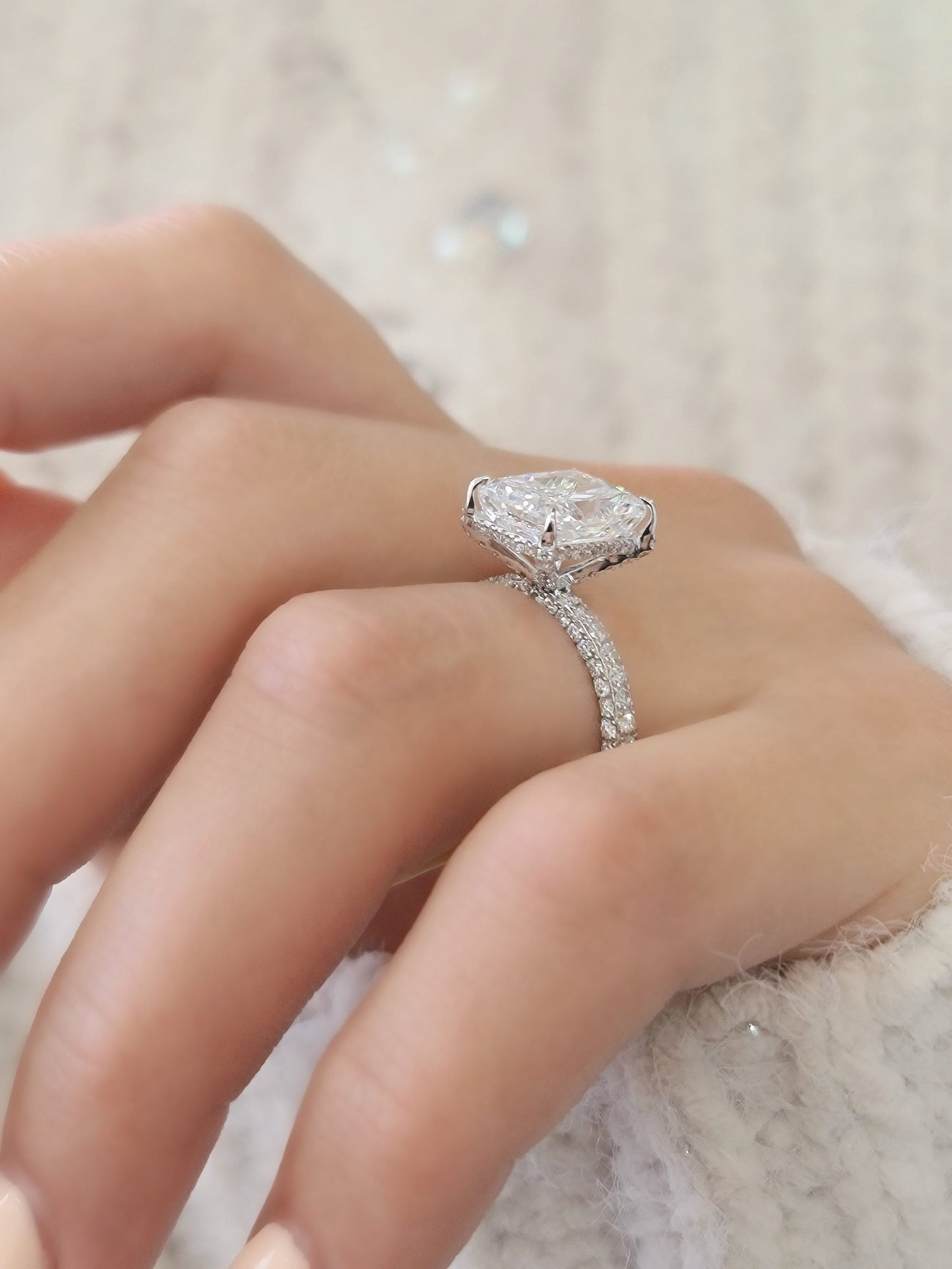 4.50 CT Radiant Hidden Halo CVD G/VS1 Diamond Engagement Ring 10