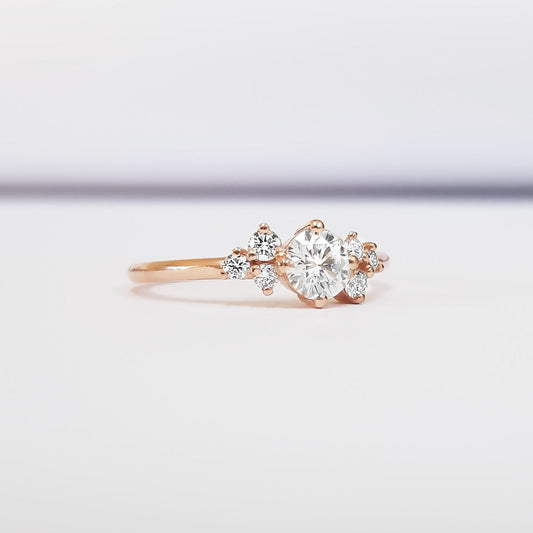 0.50 CT Round Cluster CVD G/VS1 Diamond Engagement Ring 2